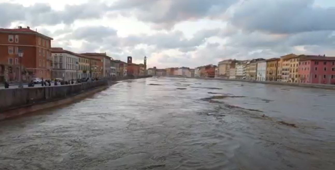 Sailing the River Arno in Italy stock video